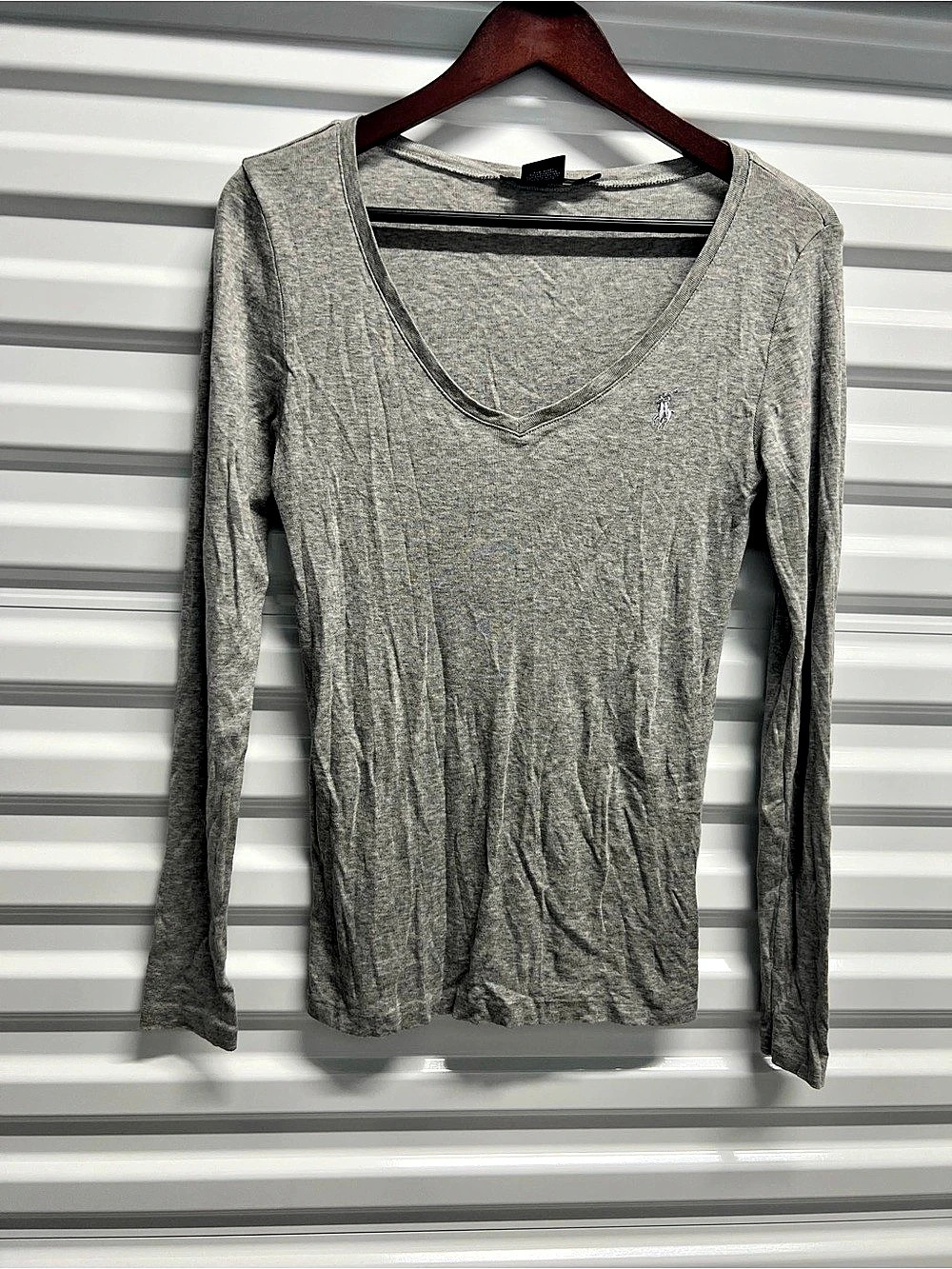 Ralph Lauren Long Sleeve V-Neck Gray Large